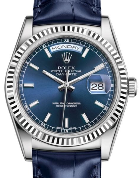 rolex day date blue leather strap